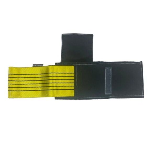 Canvasco cash Men's Black Yellow Striped Trifold Recycled Sail Wallet OS - Picture 3 of 11